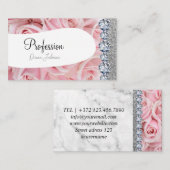 ピンクグリッターシック金ゴールドアーティストバラ金ゴールドビジネスC 名刺 (正面/裏面)