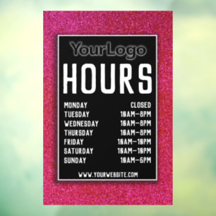 ピンクグリッターショップDecor Store Hours Grand Opening ウィンドウサイン