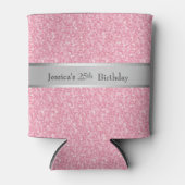 ピンクグリッターシルバーのグラデーションのアクセント 缶クーラー (正面)