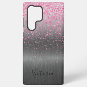 ピンクグリッターシルバーメタルグパーソナライズされたラム SAMSUNG GALAXYケース (裏面)