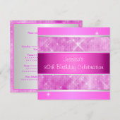 ピンクグリッターシルバーライト30歳誕生日パーティー 招待状 (正面/裏面)