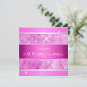 ピンクグリッターシルバーライト30歳誕生日パーティー 招待状 (スタンド正面)