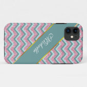 ピンクグリッタージグザグ模様 Case-Mate iPhoneケース (裏面(横))