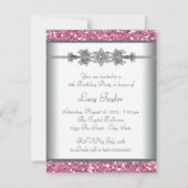 ピンクグリッタースイーツ16パーティー 招待状 (裏面)