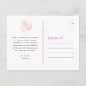 ピンクグリッタースウィート16誕生日バルーンサンキュー ポストカード (裏面)