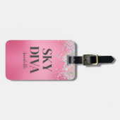ピンクグリッタースカイディーバ ラゲッジタグ (正面横)