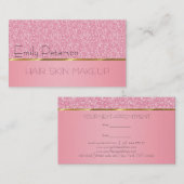 ピンクグリッターストライプ金ゴールド 名刺 (正面/裏面)