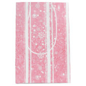 ピンクグリッタースノーフレークホリデーミディアム抱き枕 ミディアムペーパーバッグ (正面)