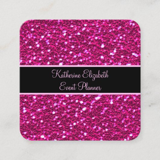 ピンクグリッタースパークガーリールズグラム スクエア名刺 (正面)