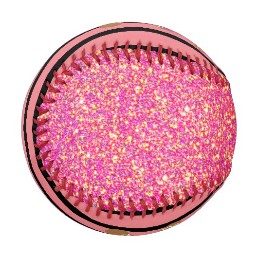 ピンクグリッタースパークルジンジャーブレッドガールパーソナライズされた 野球ボール (正面左)