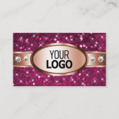 ピンクグリッタースパークルスターズダイヤモンドロゴバラ金ゴールド 名刺 (正面)