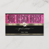 ピンクグリッタースパークルスターズダイヤモンド金ゴールドとブラック 名刺 (正面)