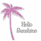 ピンクグリッタースパークルトロピカルパームツリー シール (正面)