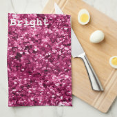 ピンクグリッタースパークル キッチンタオル (四つ折り)