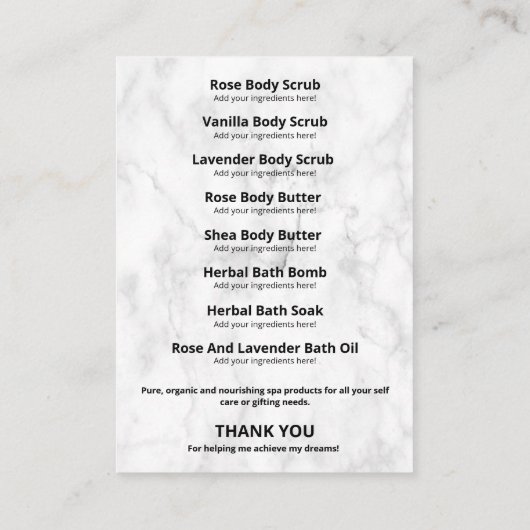 ピンクグリッタースパ香り成分リストロゴ 名刺 (裏面)