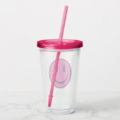 ピンクグリッタースマイル顔 アクリルタンブラー (裏面)