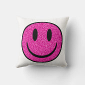 ピンクグリッタースマイル顔 クッション (裏面)