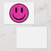ピンクグリッタースマイル顔 ノートカード (正面/裏面)