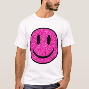 ピンクグリッタースマイル顔 Tシャツ