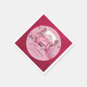 ピンクグリッタースリーポバーガール誕生日 スタンダードカクテルナプキン (角)