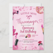 ピンクグリッタースレナーメイクアップ誕生日 招待状 (正面)