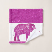 ピンクグリッターゾウのバスタオルセット バスタオルセット (ウォッシュタオル)