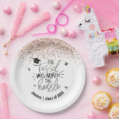 ピンクグリッタータッセルワースザハッスル卒業 ペーパープレート (パーティー)