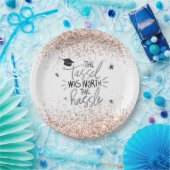 ピンクグリッタータッセルワースザハッスル卒業  ペーパープレート (パーティー)