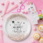 ピンクグリッタータッセルワースザハッスル卒業  ペーパープレート (パーティー)