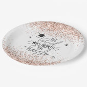 ピンクグリッタータッセルワースザハッスル卒業  ペーパープレート (アングル)