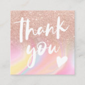 ピンクグリッターチック·レインボー·マーブル·パ感謝していステル君 スクエア名刺 (正面)