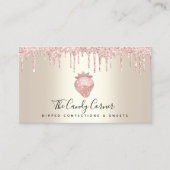 ピンクグリッターチョコレートストロベリーコンフェクション金ゴールド 名刺 (正面)