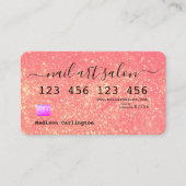 ピンクグリッターテクスチャクレジットカードスタイル 名刺 (正面)