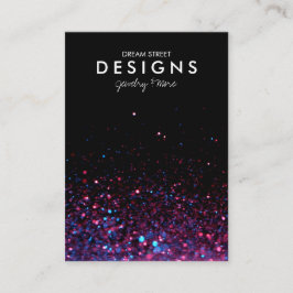 ピンクグリッタートレンディーイヤリングディスプレイカード 名刺