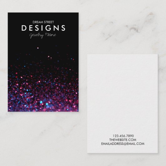 ピンクグリッタートレンディーイヤリングディスプレイカード 名刺 (正面/裏面)