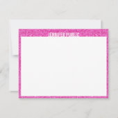 ピンクグリッタートレンディーモダンデザインエレガントテンプレート ノートカード (正面)