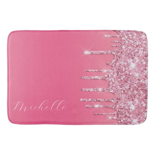 ピンクグリッタートレンディーモノグラム バスマット (正面)