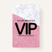 ピンクグリッタートレンディーVIPラニヤードバッジカスタム バッジ (正面)