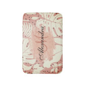 ピンクグリッタートロピカル葉 バスマット (正面縦)