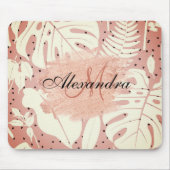 ピンクグリッタートロピカル葉 マウスパッド (正面)