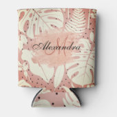 ピンクグリッタートロピカル葉 缶クーラー (正面)