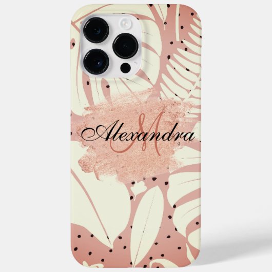 ピンクグリッタートロピカル葉 Case-Mate iPhoneケース (裏面)