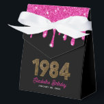 ピンクグリッタードリッフェイクプ金ゴールド1984 40th Birthday フェイバーボックス<br><div class="desc">1984祝年の40歳の誕生日のカスタマイズ可能なオペーボックスと</div>