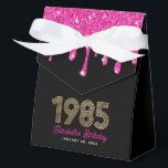 ピンクグリッタードリッフェイクプ金ゴールド1985 40th Birthday フェイバーボックス<br><div class="desc">1985年祝の40歳の誕生日のカスタマイズ可能なオペーボックスと</div>