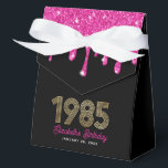 ピンクグリッタードリッフェイクプ金ゴールド1985 40th Birthday フェイバーボックス<br><div class="desc">1985年祝の40歳の誕生日のカスタマイズ可能なオペーボックスと</div>