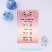 ピンクグリッタードリップアイラッシュサロンサービスリスト  チラシ (シングル)