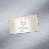 ピンクグリッタードリップケーキベーカリーパティシシェフ金ゴールド マグネット名刺 (インサイチュ)