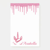 ピンクグリッタードリップススターズユニコーン顔 ポストイット (正面)