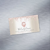 ピンクグリッタードリップストロベリーコンフェクションスイーツ金ゴールド マグネット名刺 (インサイチュ)