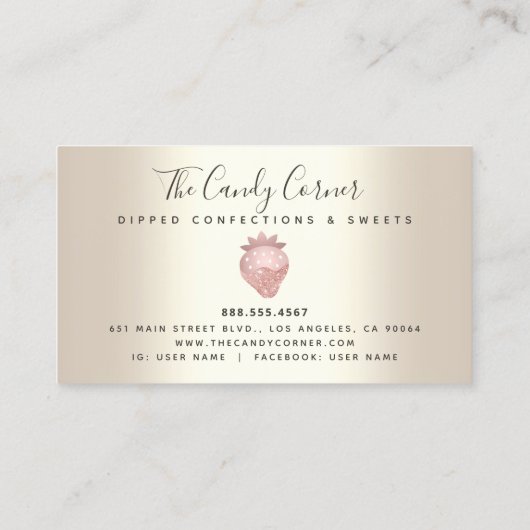 ピンクグリッタードリップストロベリーコンフェクションスイーツ金ゴールド ロイヤリティカード (裏面)